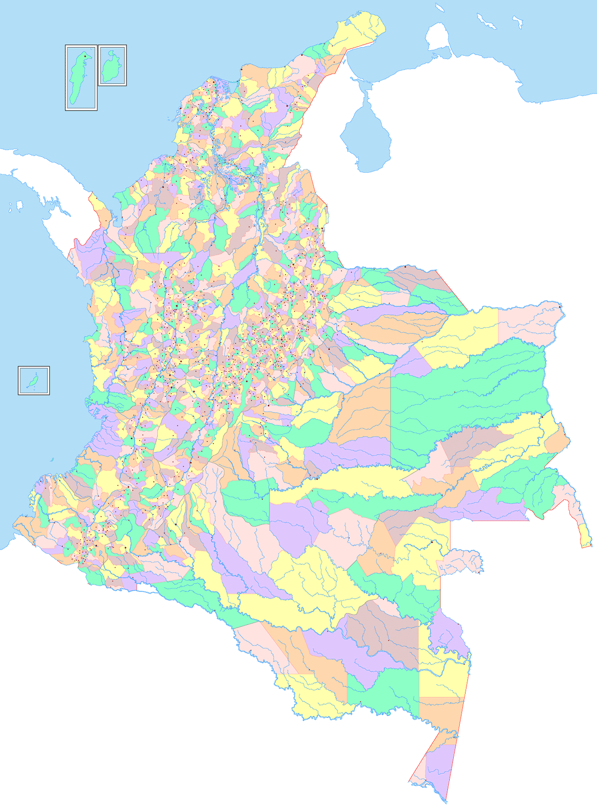 Municipalities Map of Colombia