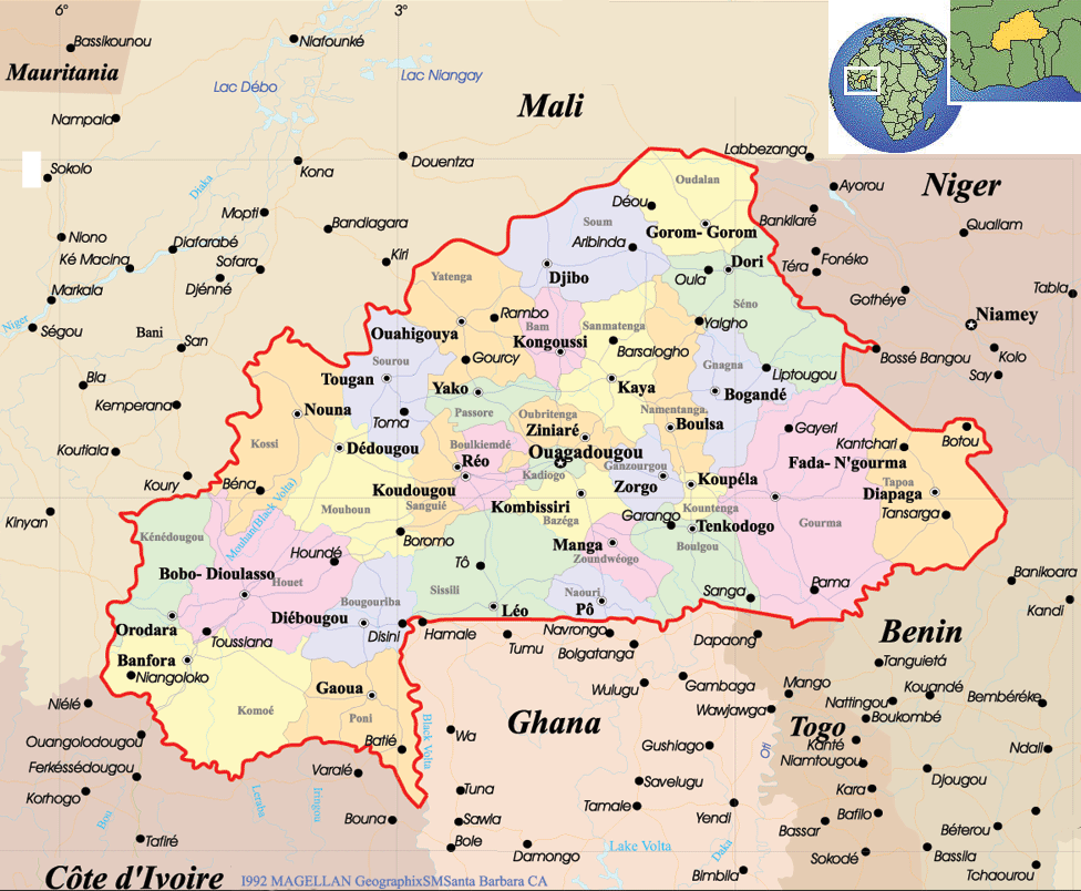 political map of burkina faso