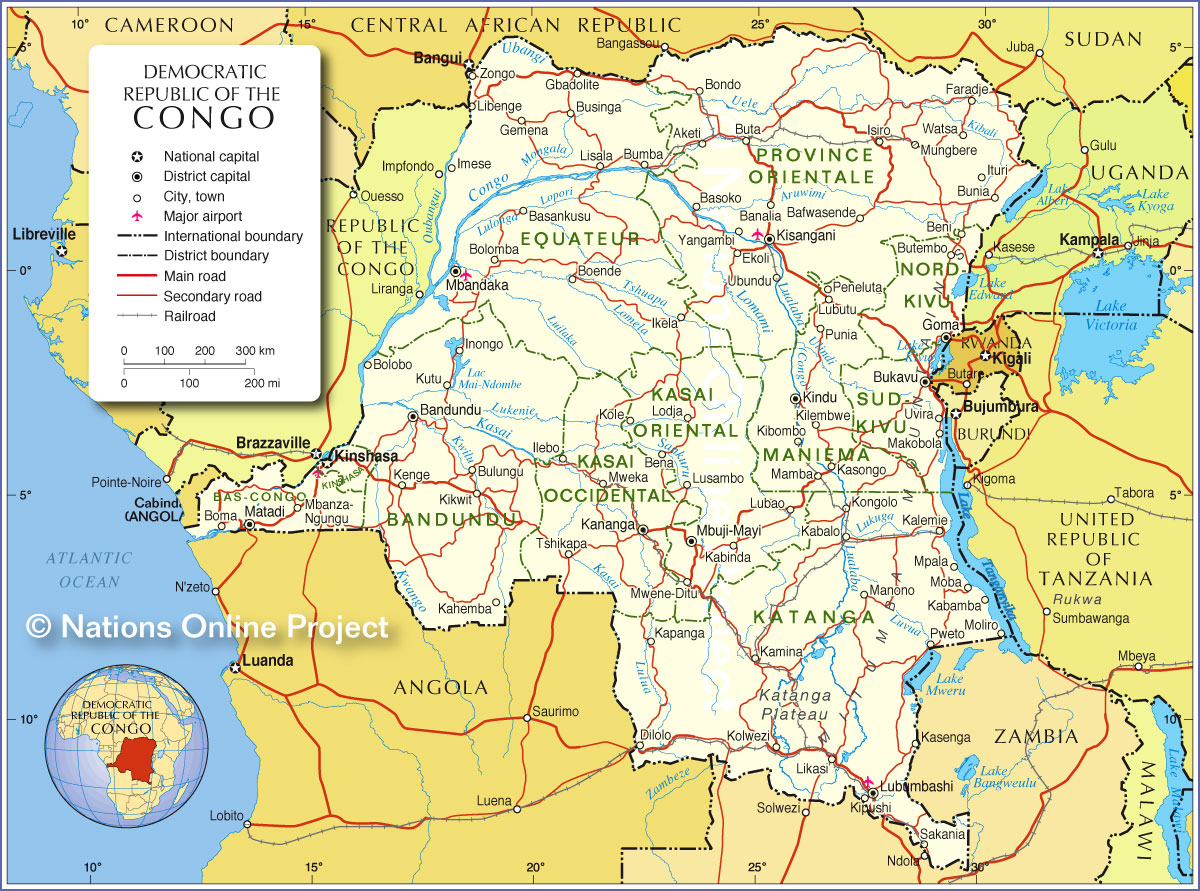 democratic republic congo political map