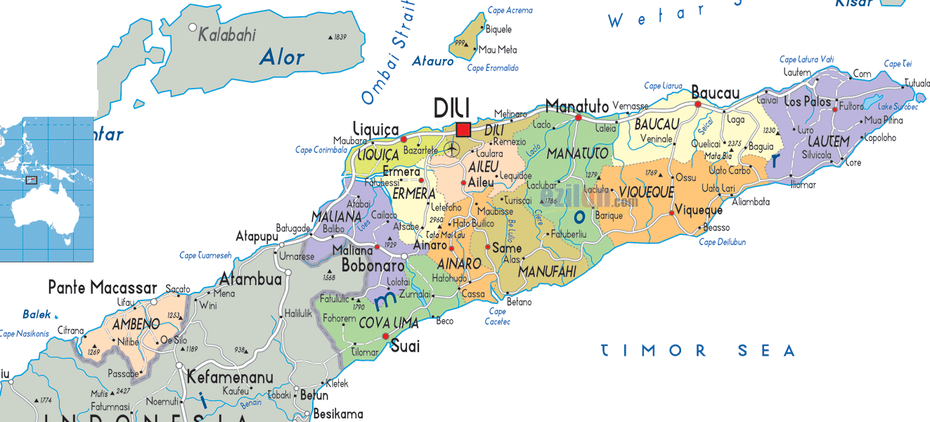 political map of East Timor