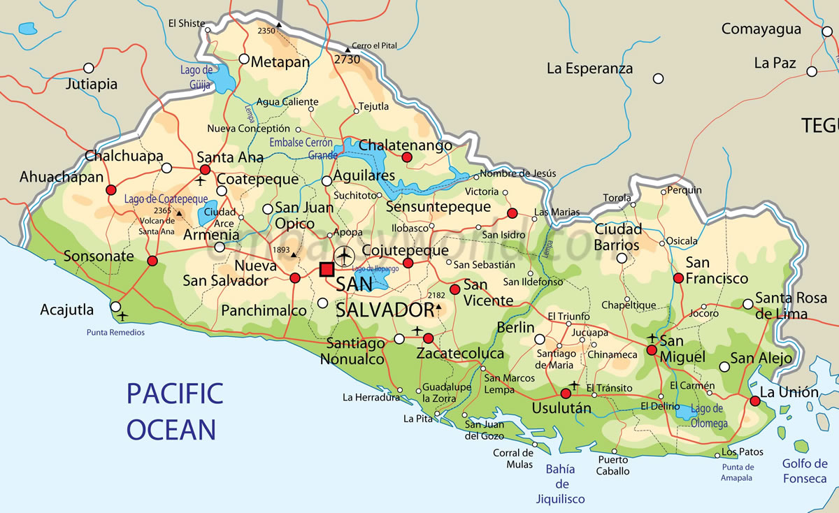 map of el salvador