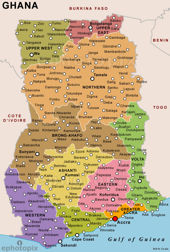 administrative map of ghana