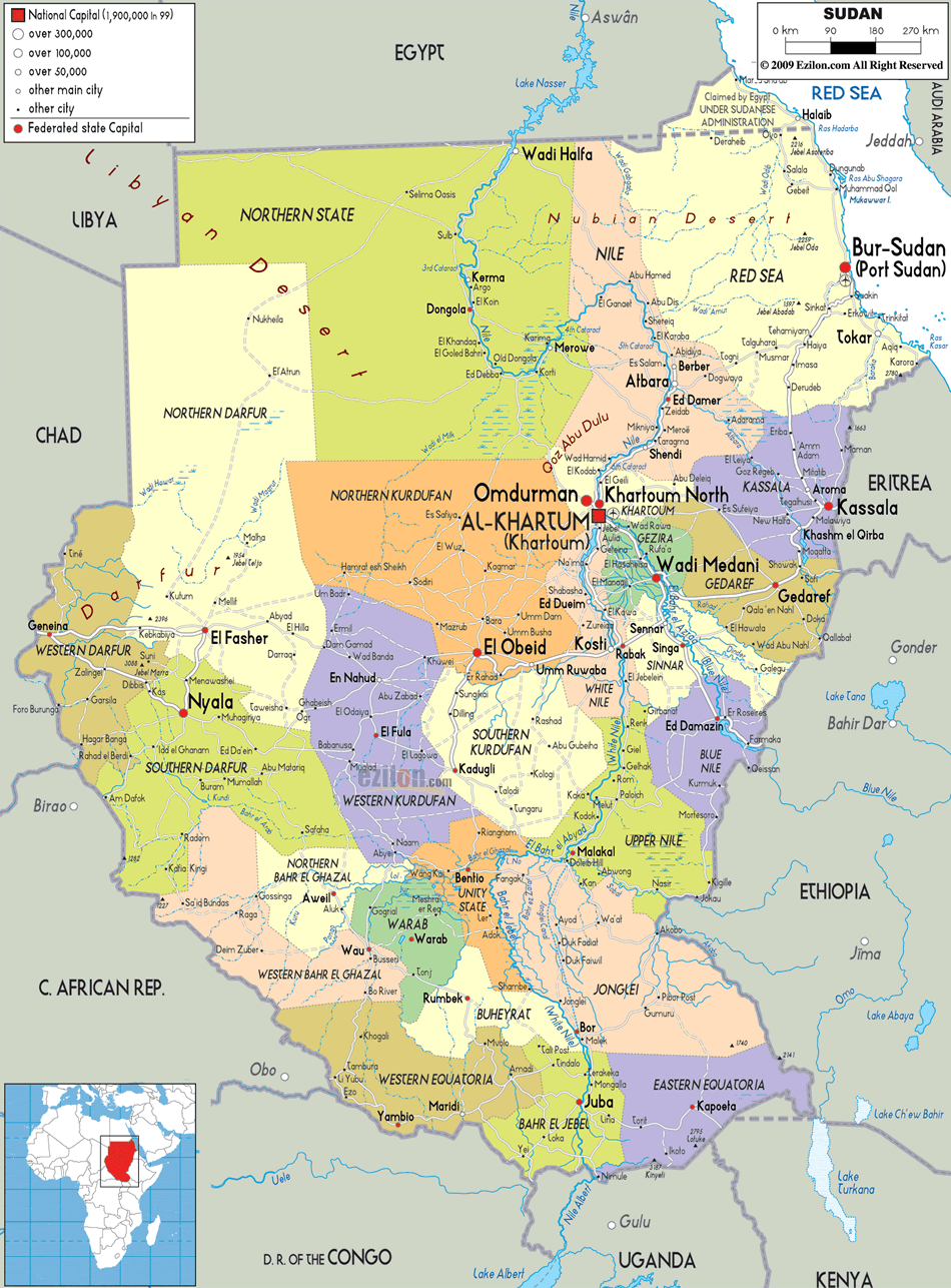 sudan political map