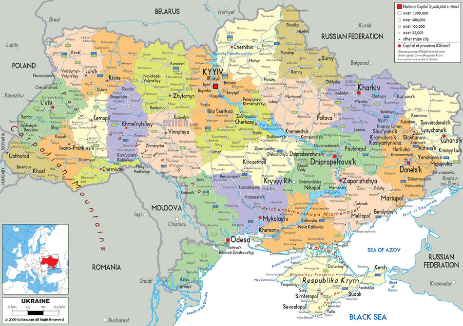 political map of ukraine