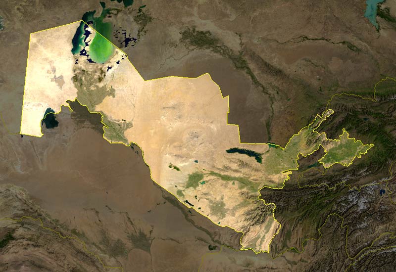Uzbekistan satellite map
