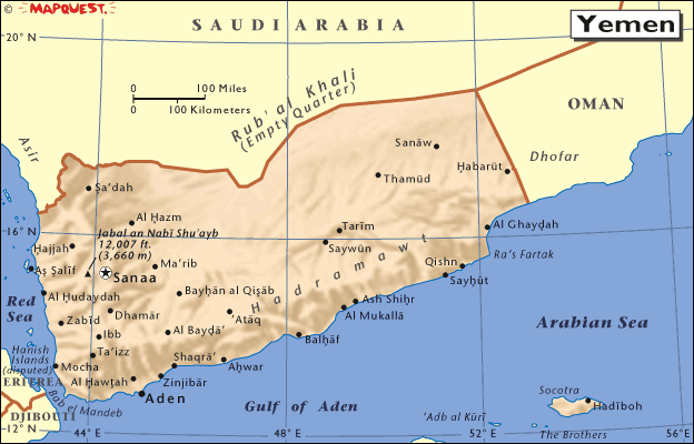 map of Yemen