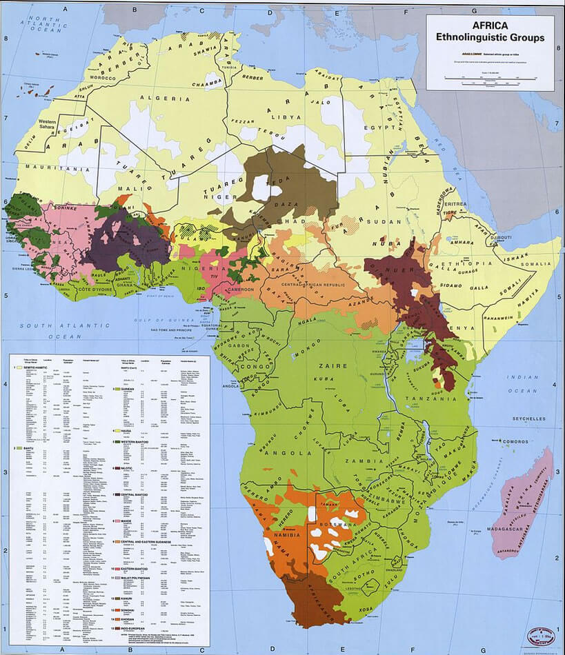 africa ethnics group map 1996