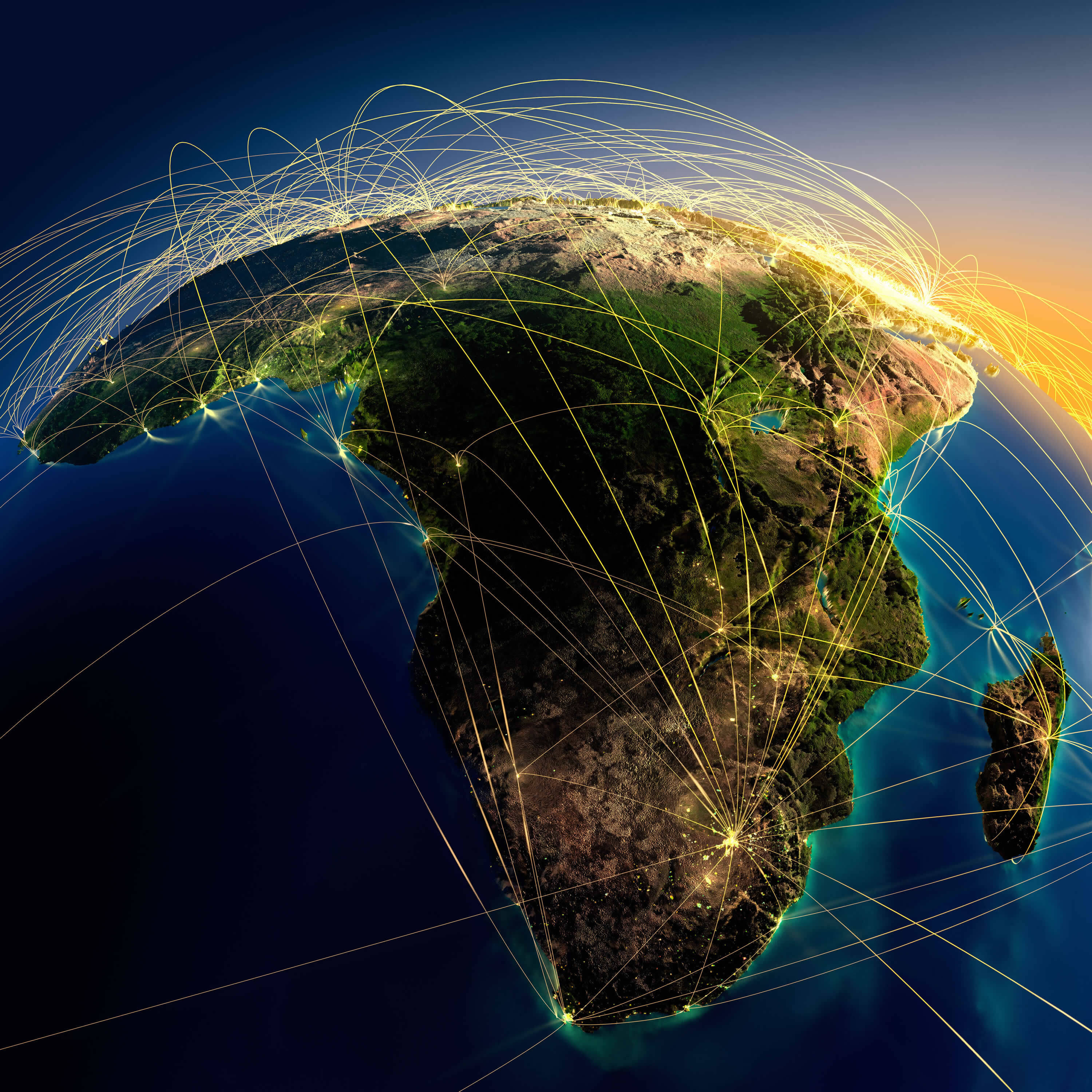 Africa and Earth Air Routes on Real Data