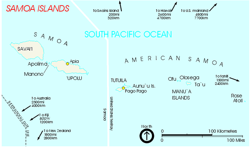 samoa islands map pacific ocean