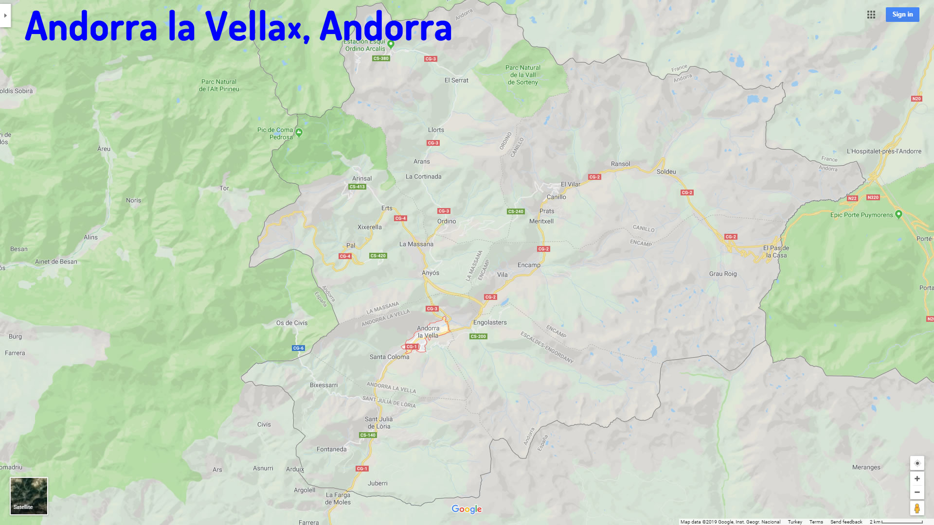 Andorra la Vella map andorra