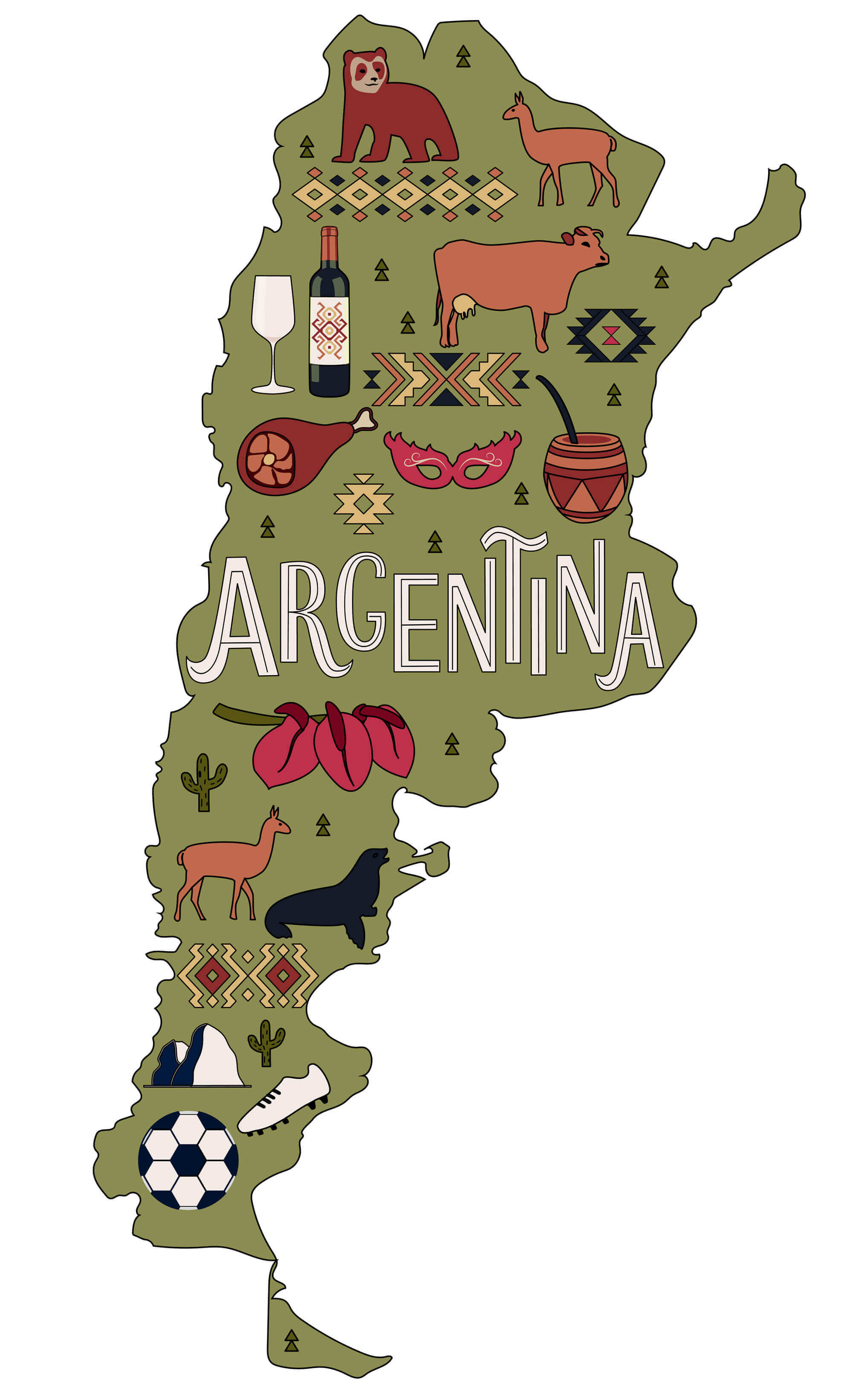 Stylized map of Argentina
