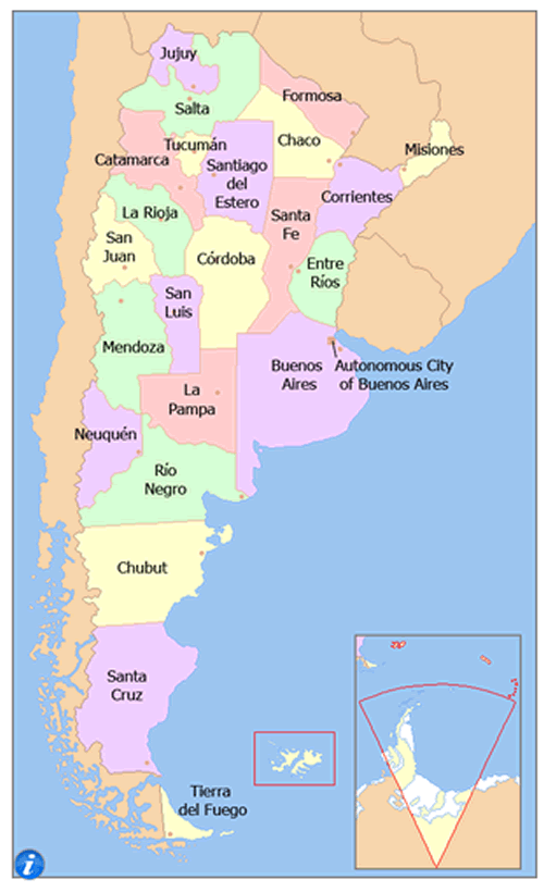 argentina political divisions map