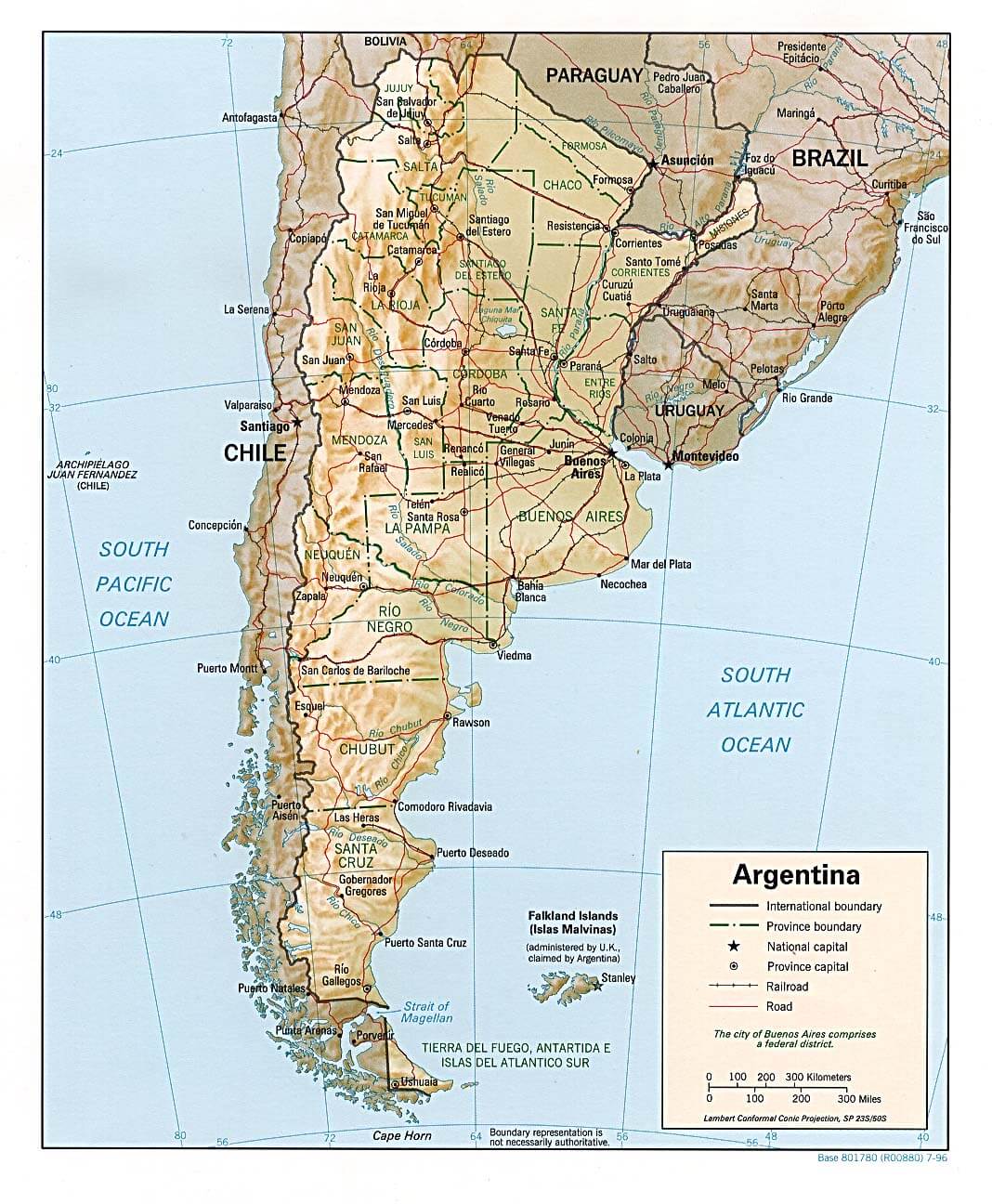 Argentina Shaded Relief Map
