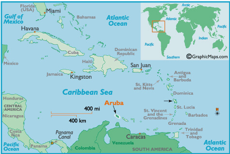 caribbean map aruba