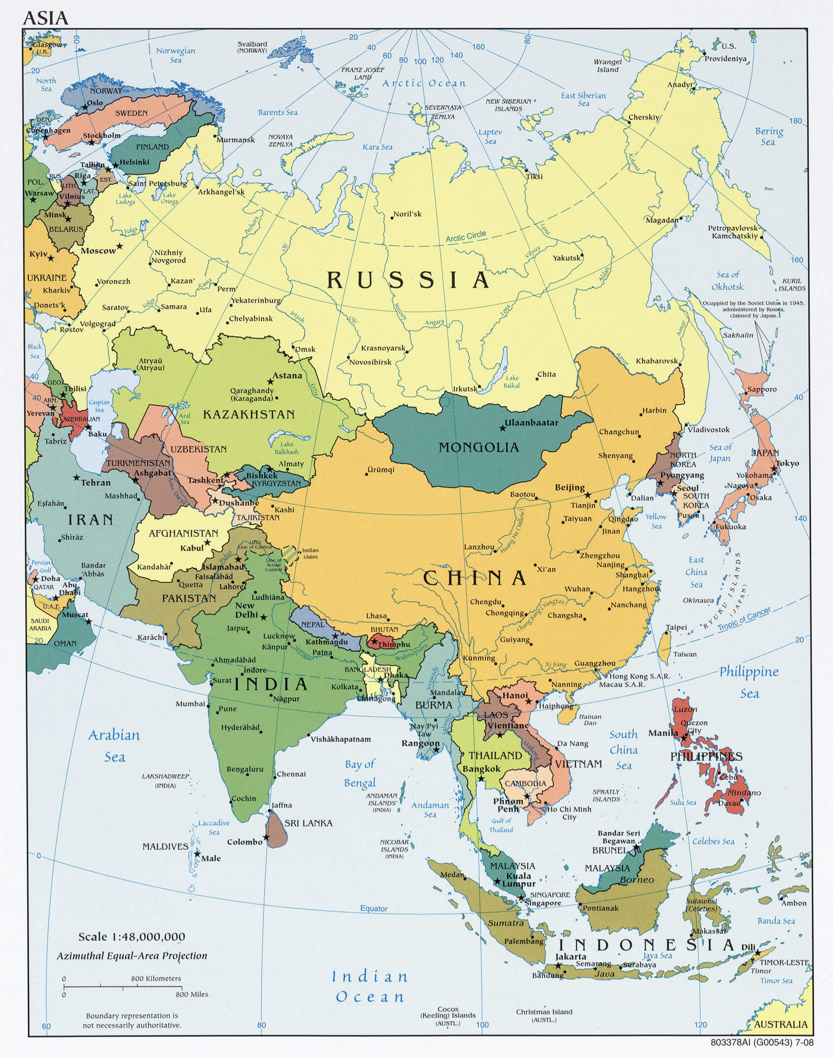 asia political map 2008