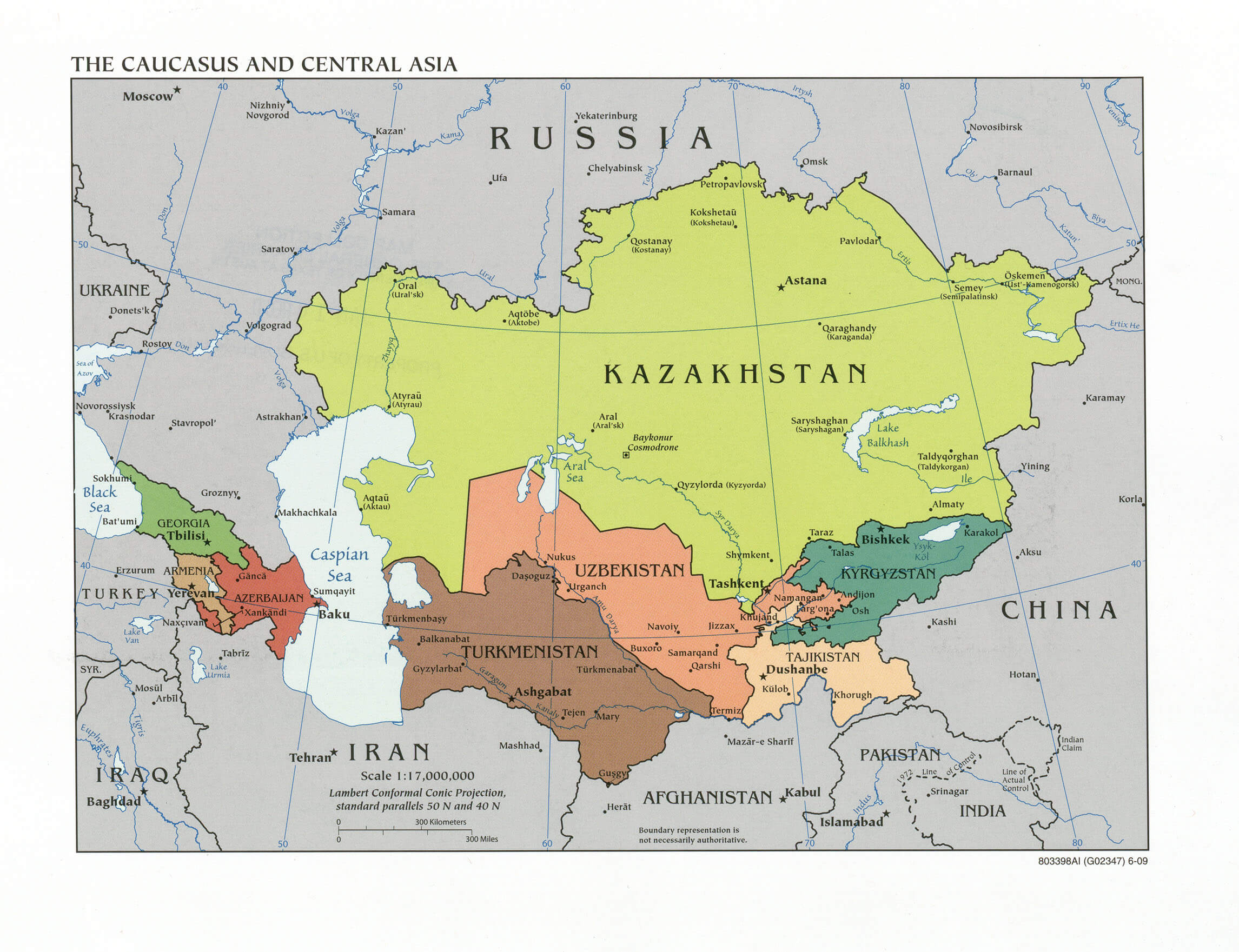caucasus central asia map