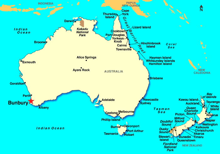 australia Bunbury map