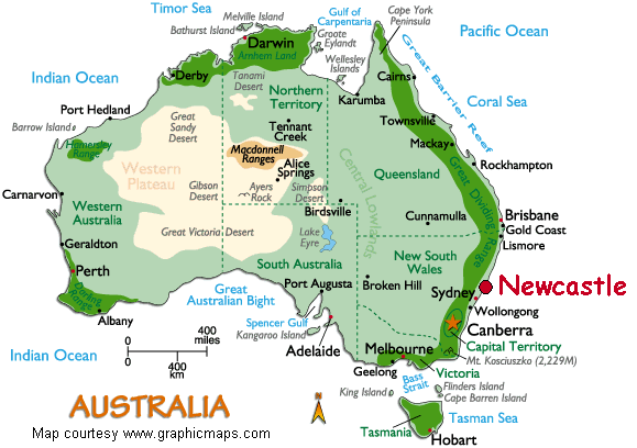 australia map Newcastle