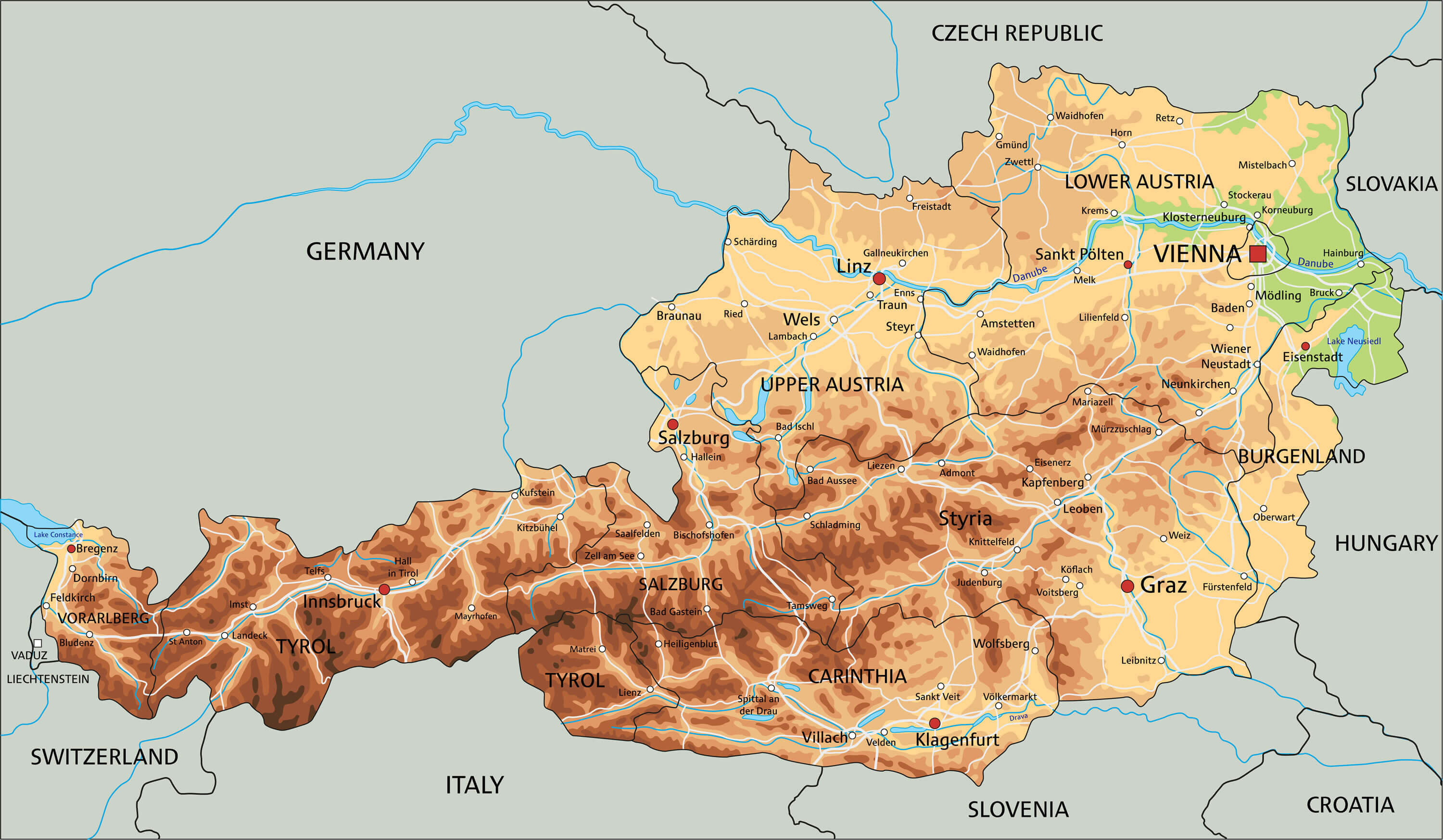 Austria physical map