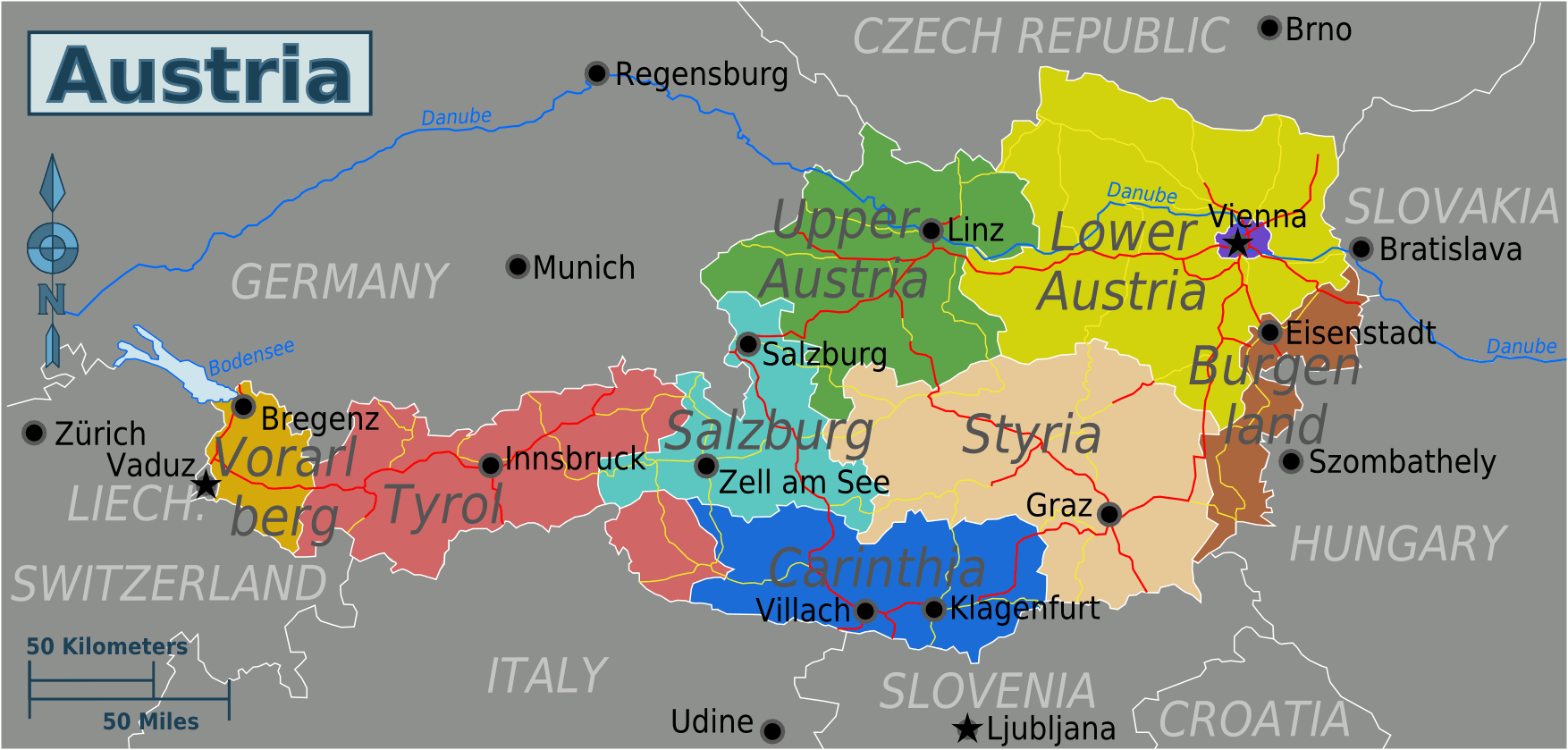 States Map of Austria