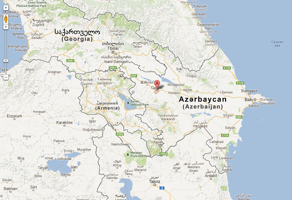 map of Gence azerbaijan