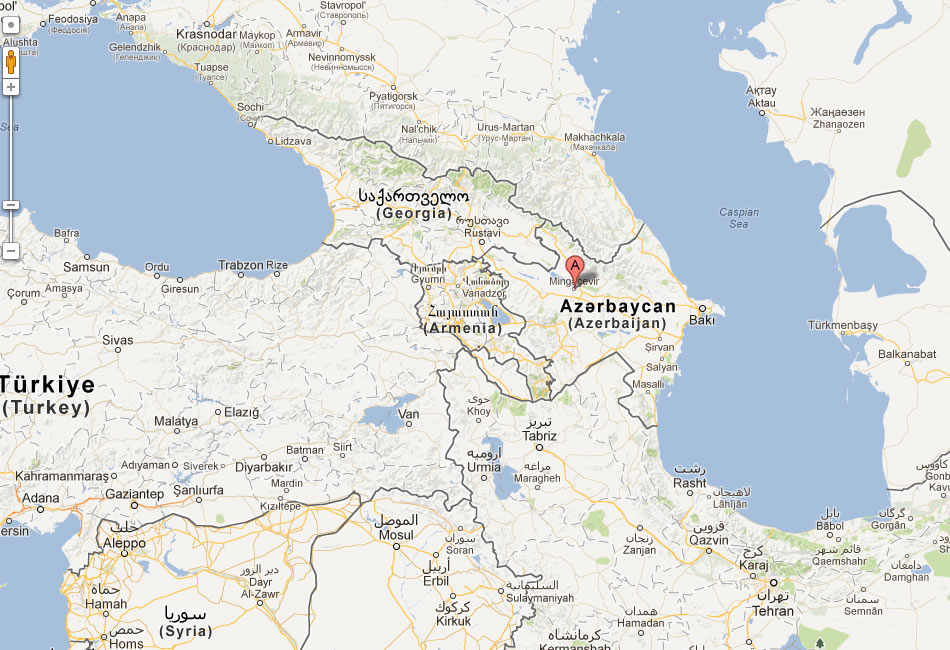 map of Mingecevir azerbaijan