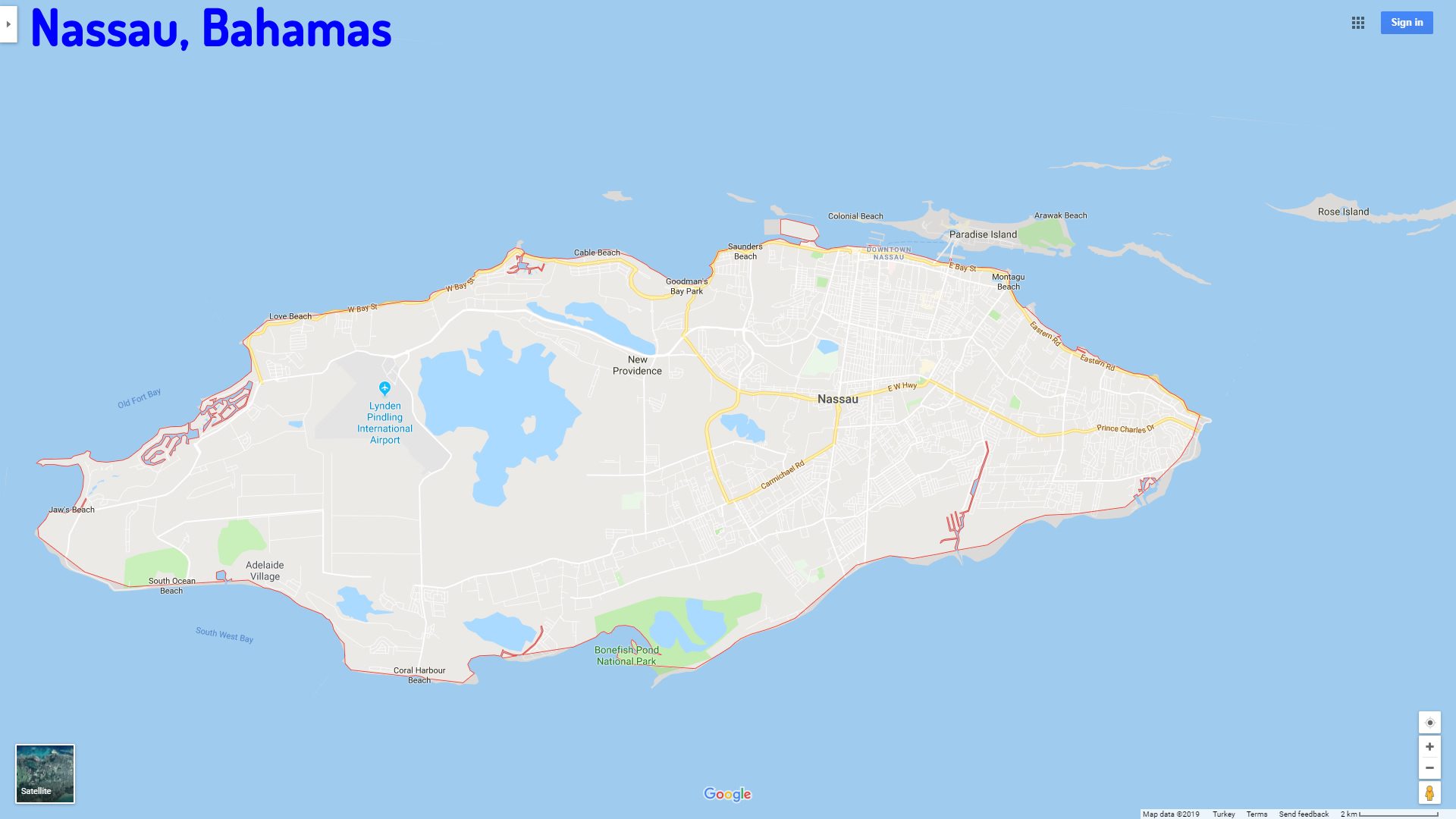 Nassau map Bahamas