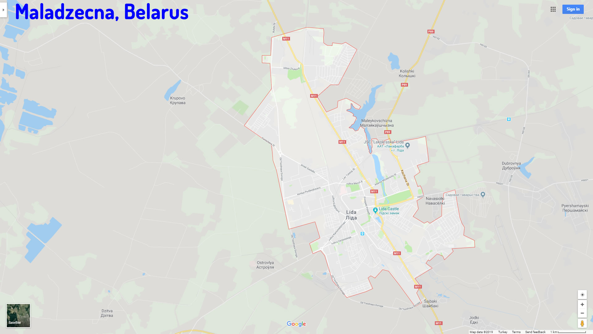 Lida map Belarus