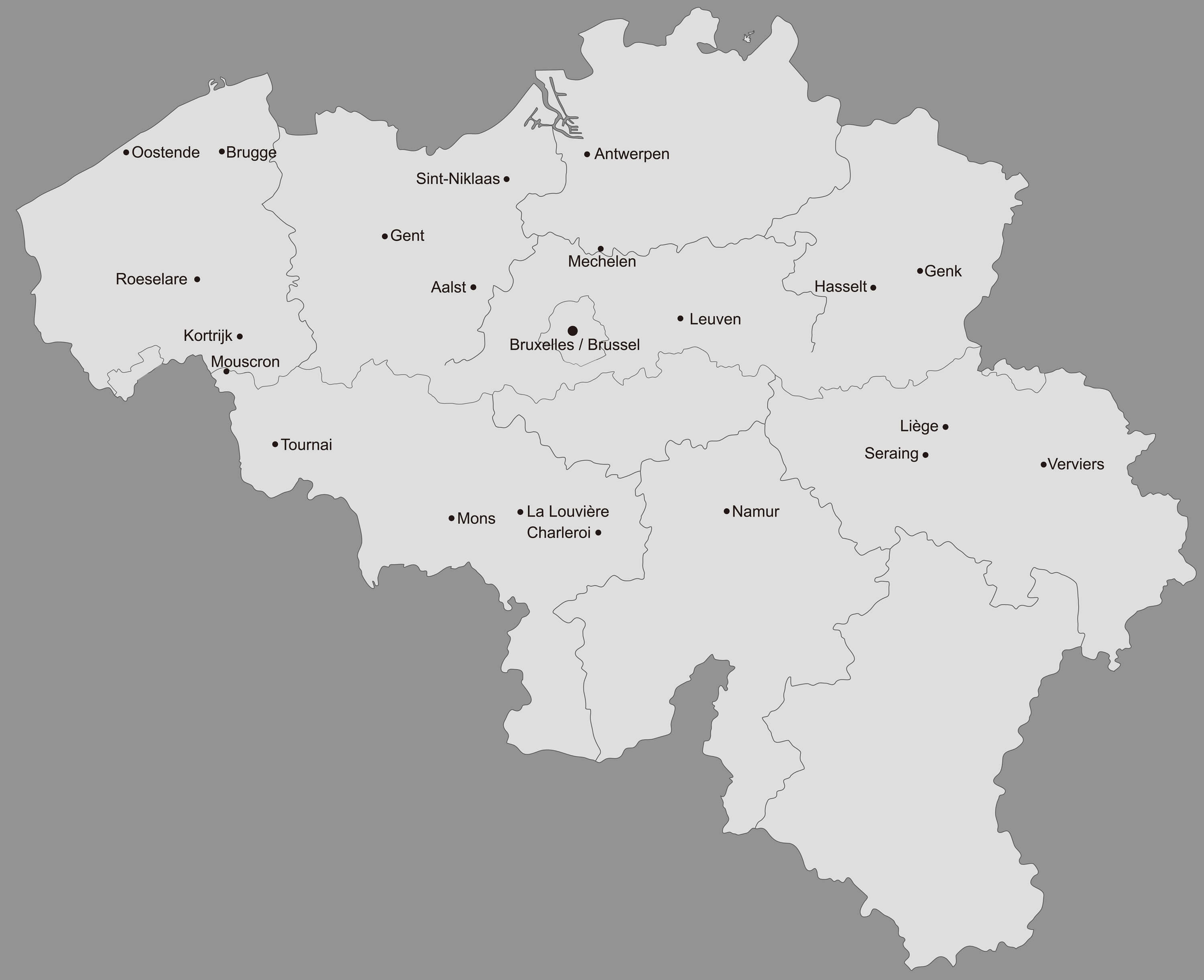 Belgium Map with Main Cities