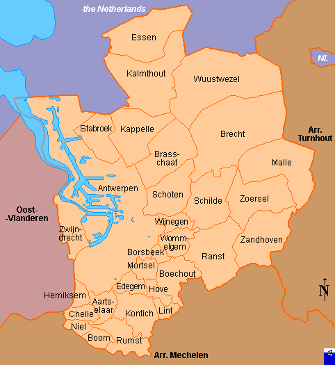 Antwerpen districts map