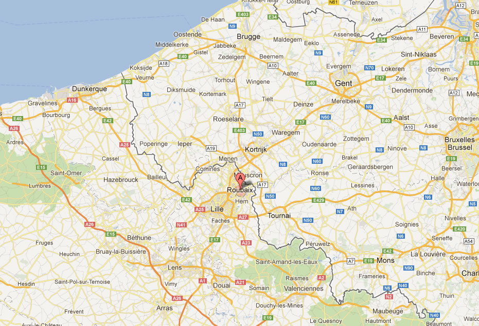 map of Roubaix Belgium