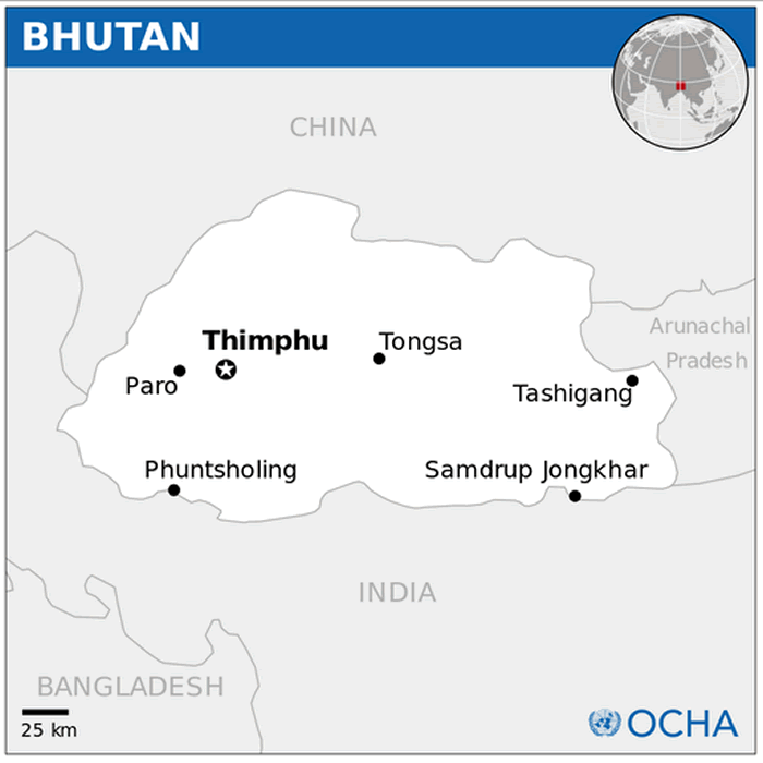 bhutan location map