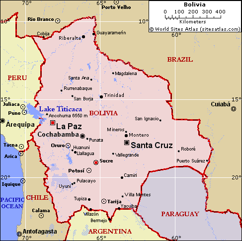 politic map of bolivia