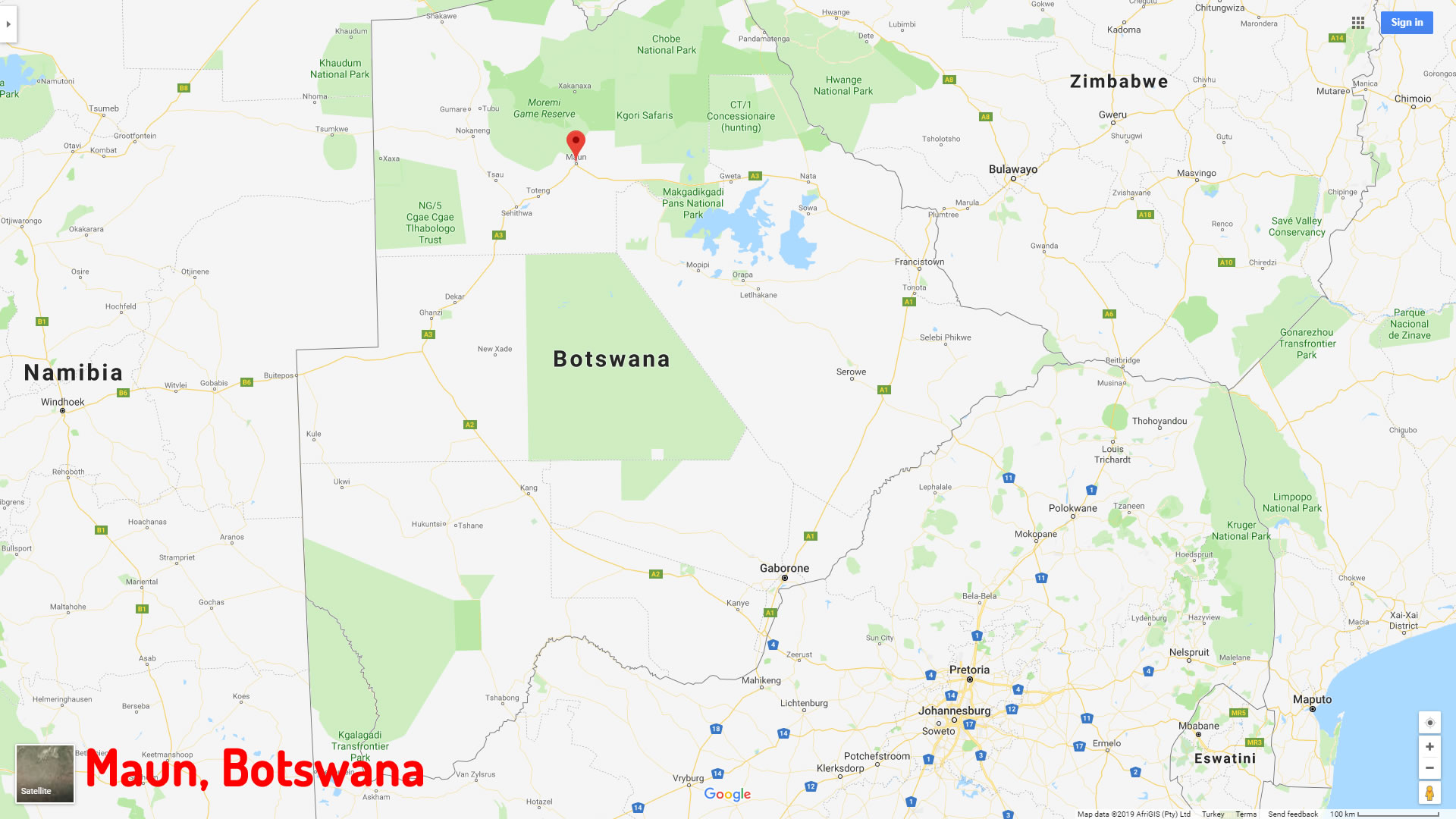 Maun map Botswana