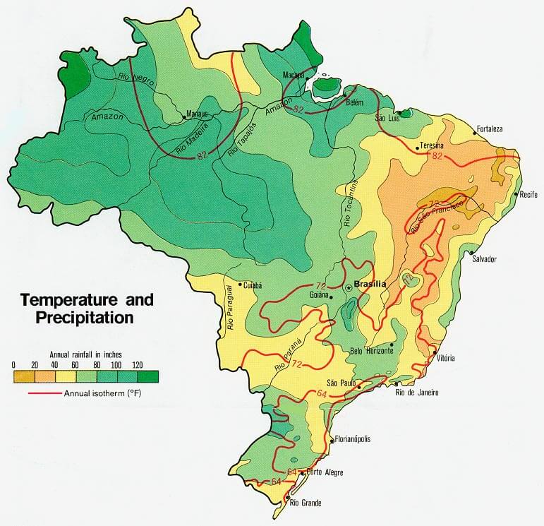 Brazil Temperature Precipitation Map 1977