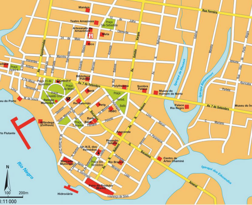 Manaus city center map