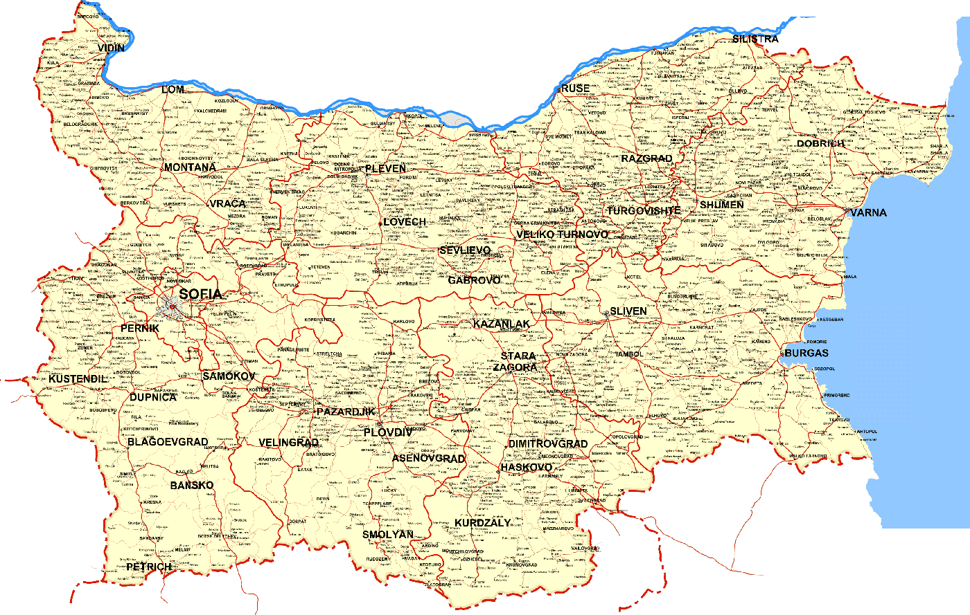 bulgaria detailed map