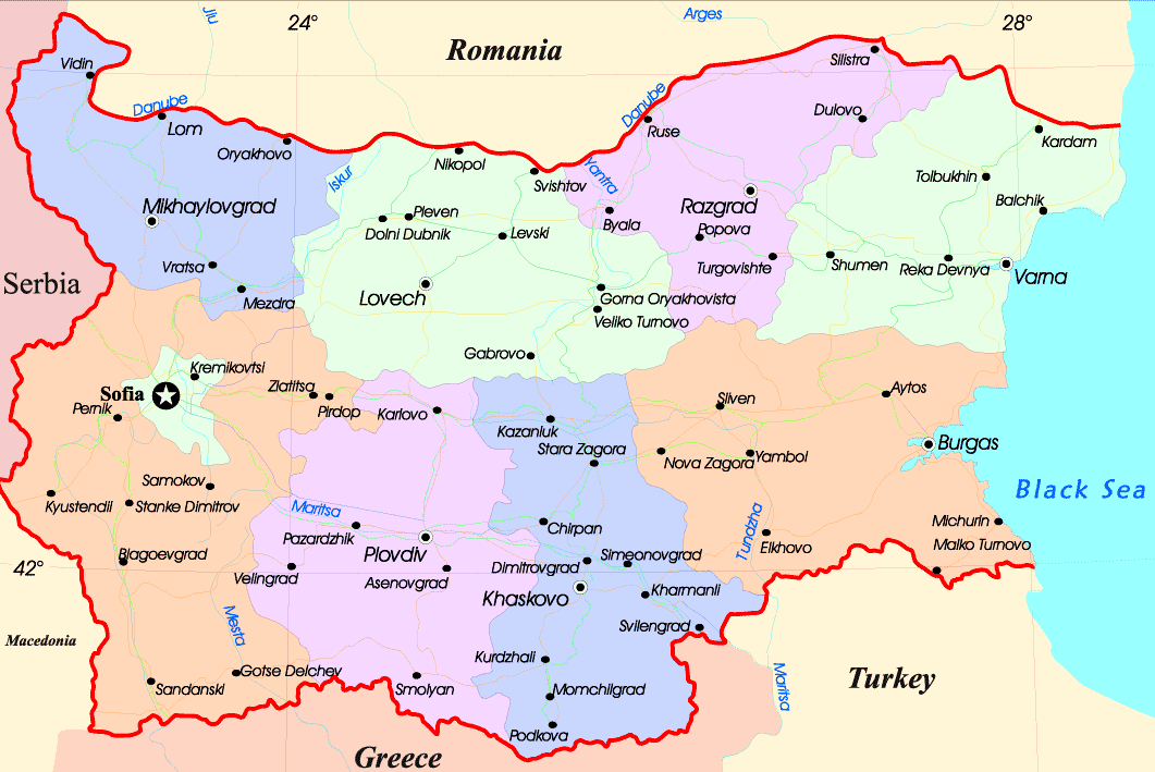 bulgaria political map sofia