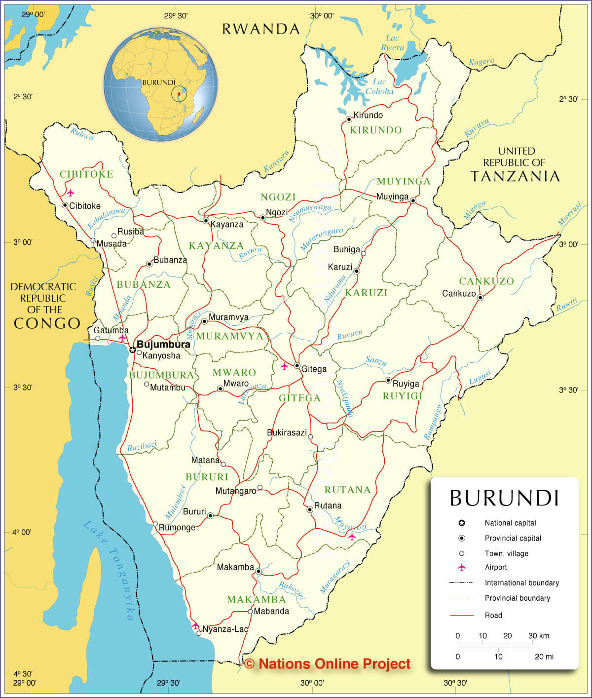 burundi politic map