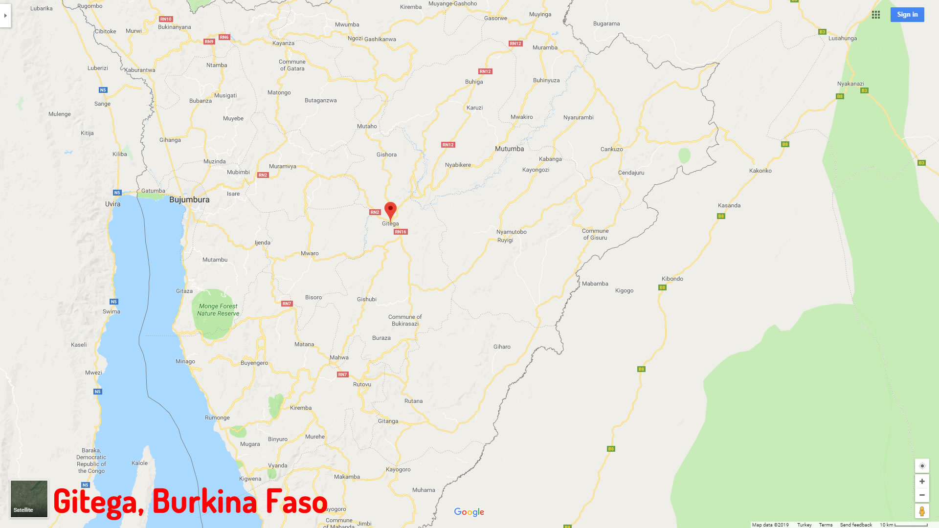 Gitega map Burundi