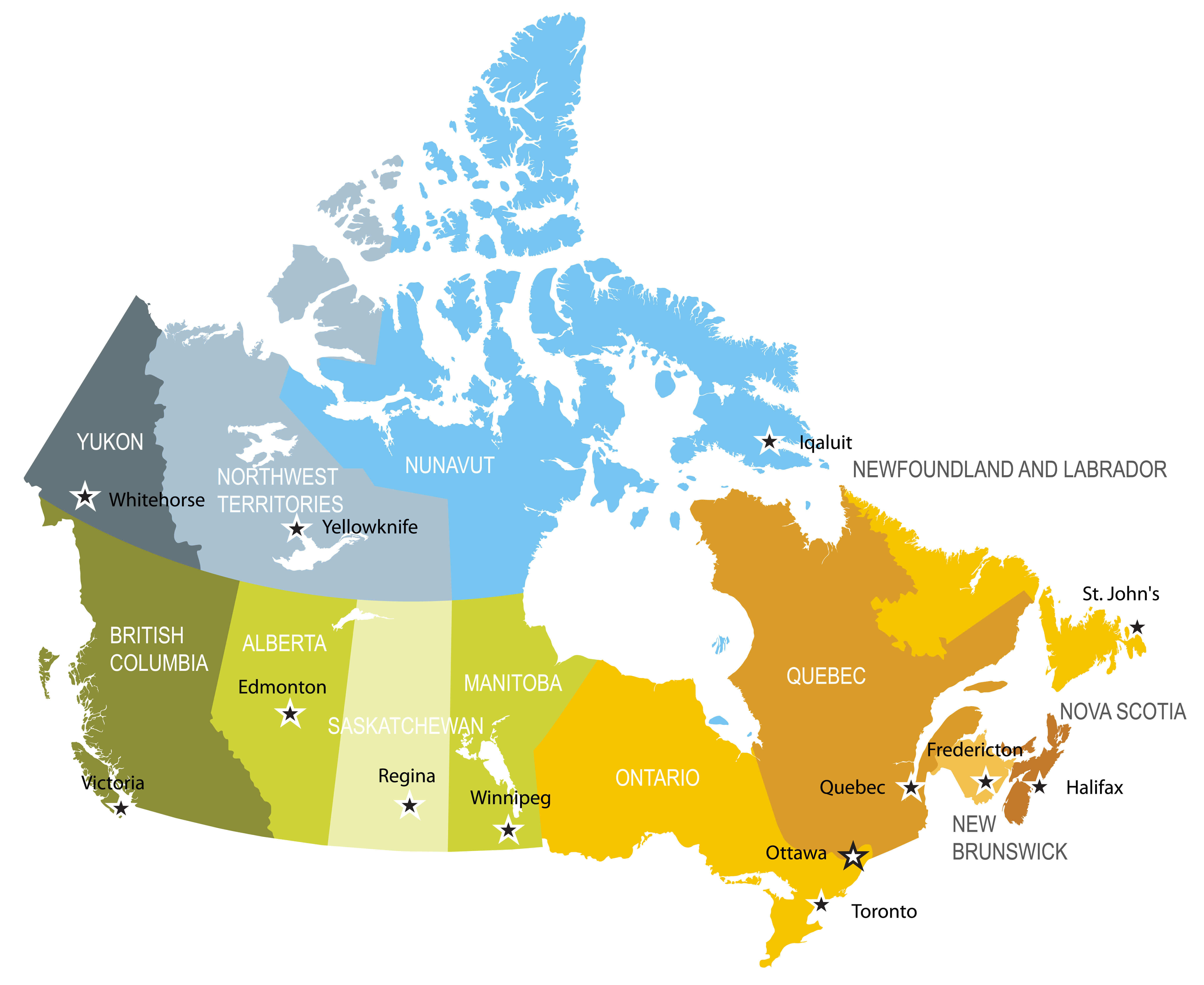 Canada Provinces Territories Map