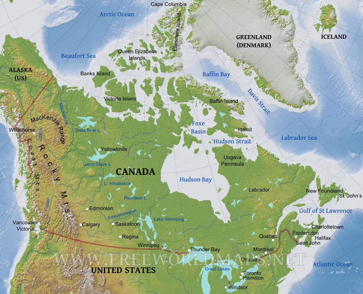 canada map physical