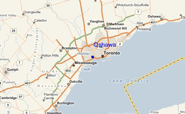Oshawa toronto map