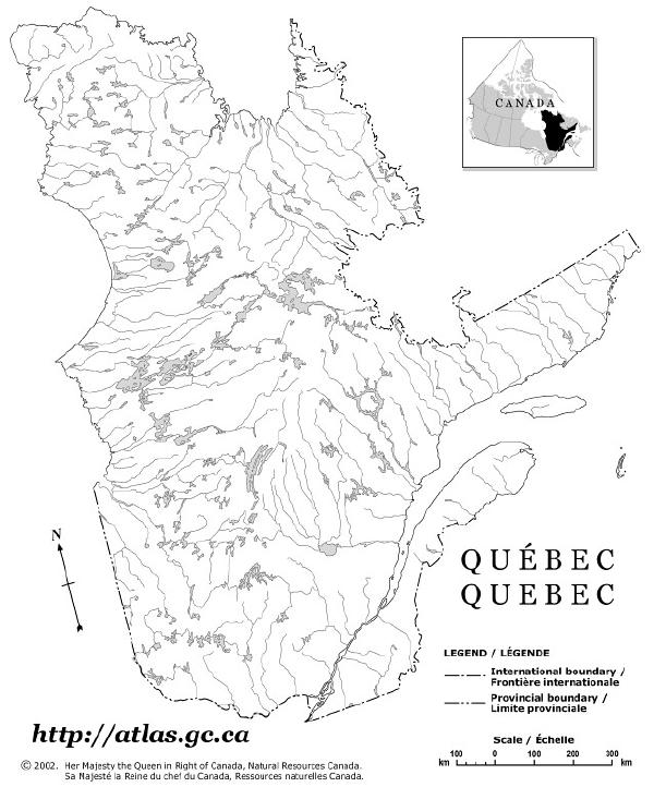 Quebec Outline Map 2002