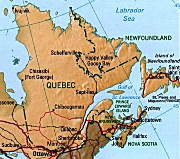 Quebec Shaded Relief Map 1997