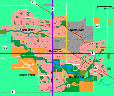 Map 1 Distribution of violent crime incidents by Neighbourhood Service  Area, Regina, 2001