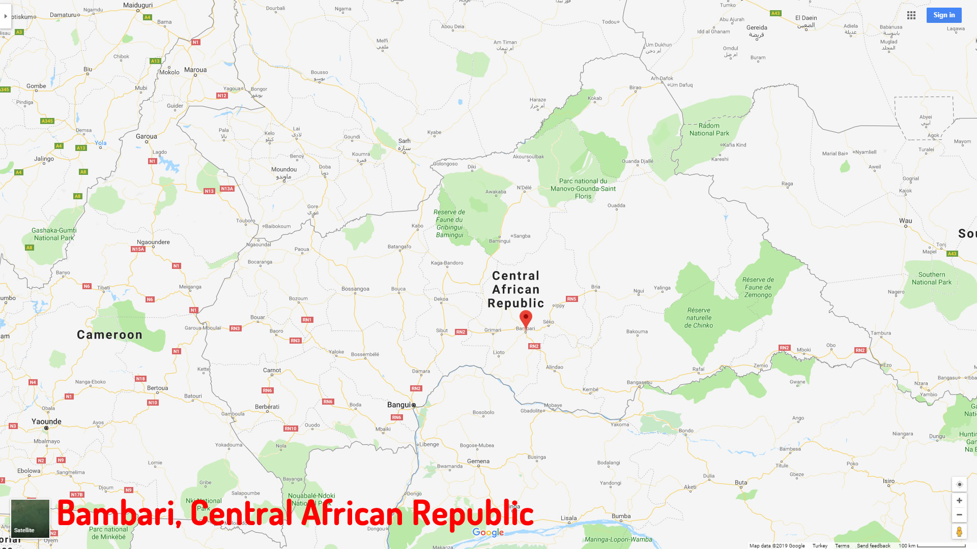 Bambari map Central African Republic