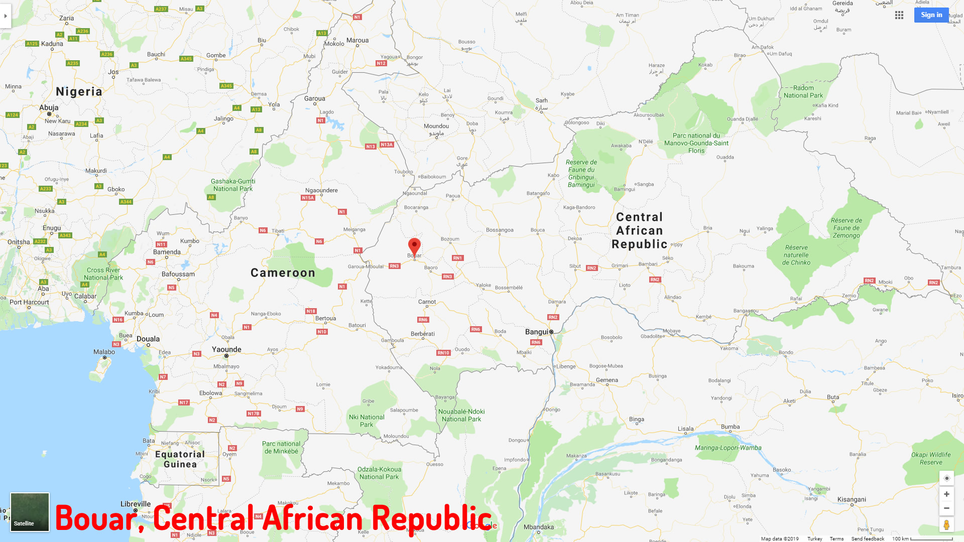 Bouar map Central African Republic