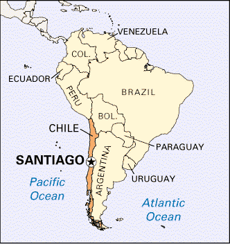 santiago map south america