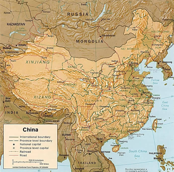 china physical map